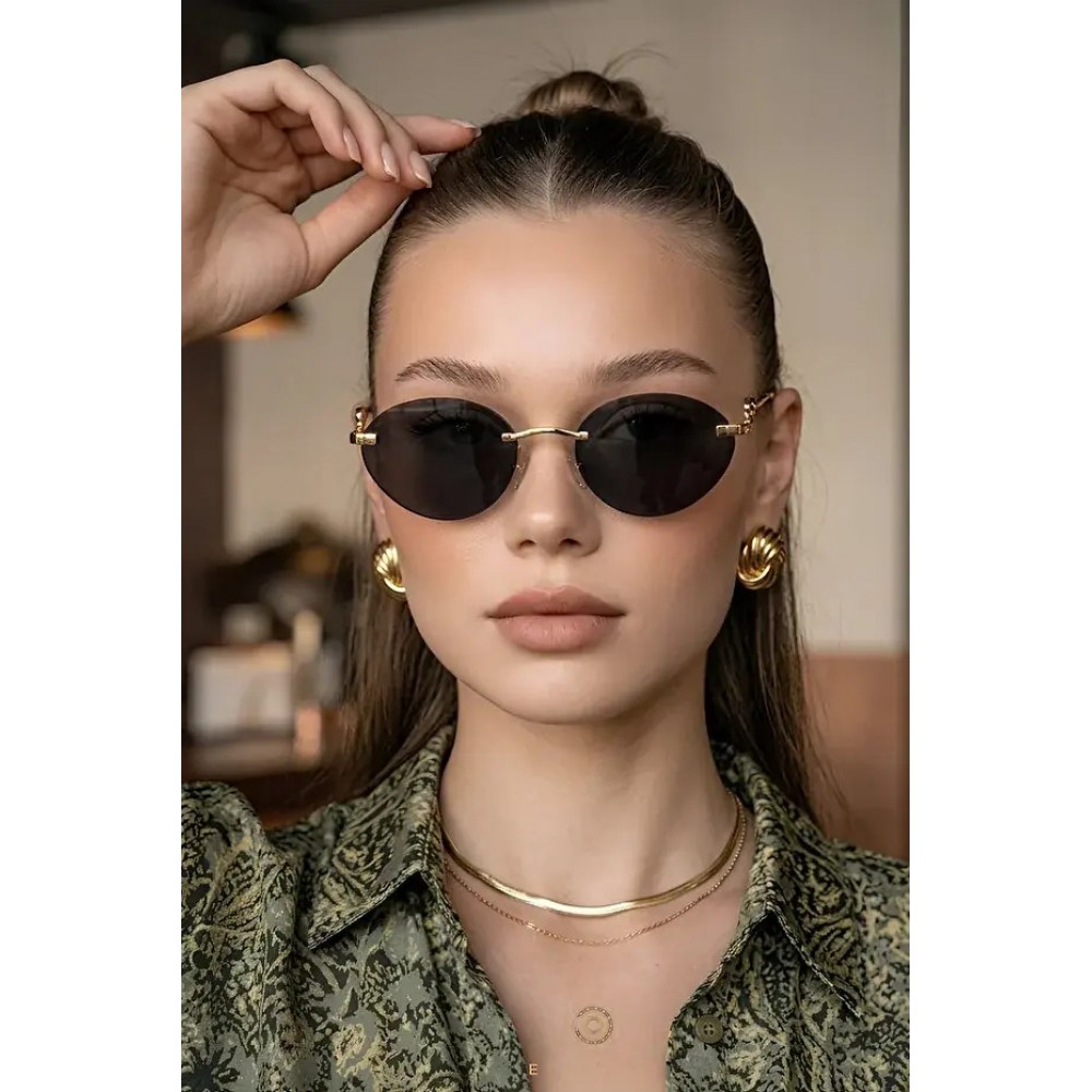  Oval Unisex Elips Siyah Çerçeveli Ultra Hafif  Filtreli Güneş Gözlüğü